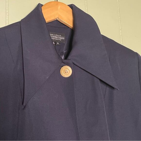 J. Peterman Lightweight Navy Wool Point Collar Single Button Coat Size‎ 10 - Picture 3 of 10